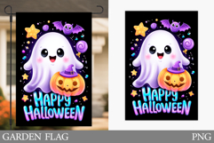 Halloween Pumpkin Garden Flag. Ghost Garden Flag Design Product Image 1