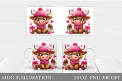 Cute Cow Mug Sublimation. Funny Cow Mug Wrap Design Product Image 1