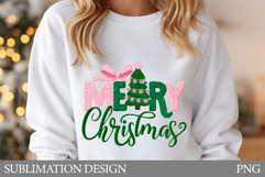 Crochet Merry Christmas T-Shirt. Christmas Sublimation Product Image 1