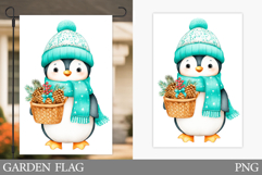 Penguin Garden Flag. Christmas Garden Flag Sublimation Product Image 1