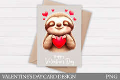 Valentines Sloth Card Printable. Valentines Card Design Product Image 1