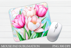 Tulips Mouse Pad Sublimation. Spring Mouse Pad Design Product Image 1