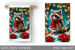 Christmas Raccoon Kitchen Towel. Christmas Kitchen Towel Product Image 1