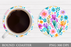 Irises Coaster Sublimation. Floral Coaster Design Product Image 1