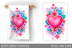 Heart Kitchen Towel Sublimation. Valentines Kitchen Towel Product Image 1