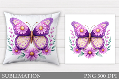 Butterfly Pillow Design. Butterfly Sublimation Product Image 1