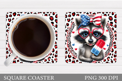 Patriotic Raccoon Coaster. Patriotic Coaster Sublimation Product Image 1