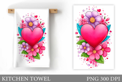 Heart Kitchen Towel Sublimation. Valentines Kitchen Towel Product Image 1
