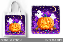 Halloween Tote Bag Design. Halloween Pumpkin Sublimation Product Image 1