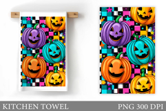Halloween Pumpkin Kitchen Towel. Halloween Sublimation Product Image 1
