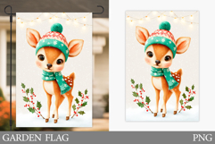 Christmas Deer Garden Flag. Christmas Garden Flag Design Product Image 1