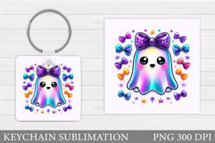 Halloween Keychain Sublimation. Ghost Keychain Design Product Image 1