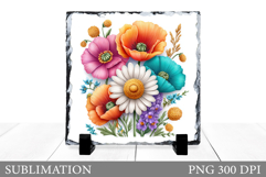 Flowers Square Sublimation. Wildflowers Slate Design Product Image 1