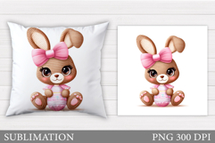 Easter Bunny Pillow Design. Easter Bunny Sublimation Product Image 1