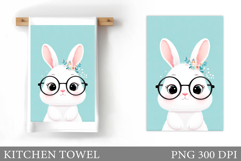 Cute Bunny Kitchen Towel Design. Cute Bunny Sublimation Product Image 1