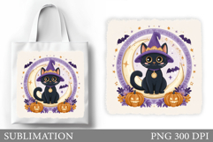 Cute Cat Sublimation. Halloween Cat Tote Bag Sublimation Product Image 1