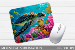 Turtle Mouse Pad Sublimation. Sea Mouse Pad Design Product Image 1