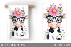 Cow Kitchen Towel Design. Cute Cow Sublimation Product Image 1