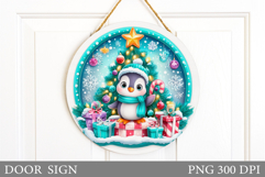 Christmas Penguin Door Sign. Christmas Door Sign Design Product Image 1