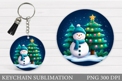 Christmas Snowman Keychain. Christmas Keychain Sublimation Product Image 1