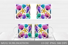 Seashell Mug Design. Starfish Mug Sublimation Product Image 1