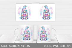 Iridescent Gnome Mug Sublimation. Valentines Mug Wrap Design Product Image 1
