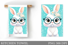 Cute Bunny Kitchen Towel Design. Cute Bunny Sublimation Product Image 1