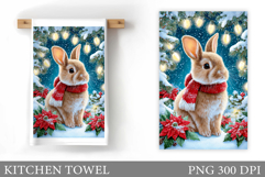 Christmas Bunny Kitchen Towel. Christmas Kitchen Towel Product Image 1