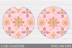 Snowflakes Car Coaster Design. Christmas Car Coaster Product Image 1