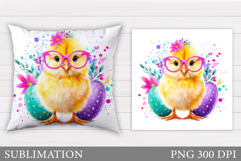 Easter Chick Pillow Sublimation. Easter Pillow Design Product Image 1