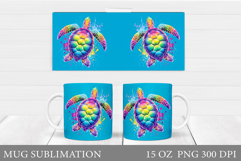 Sea Turtle Mug Sublimation. Sea Turtle Mug Wrap Design Product Image 1