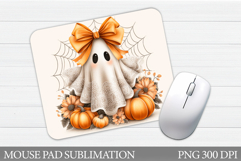 Cute Ghost Mouse Pad Design. Halloween Mouse Pad Sublimation Product Image 1
