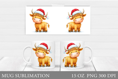 Christmas Cow Mug Design. Christmas Mug Sublimation Product Image 1