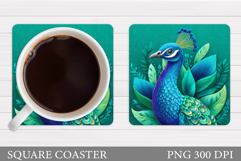 Cute Peacock Coaster Design. Peacock Sublimation Product Image 1