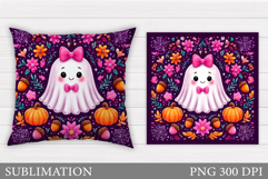 Ghost Pillow Design. Halloween Pillow Sublimation Product Image 1