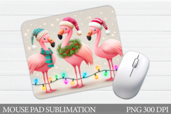 Christmas Flamingo Mouse Pad. Christmas Mouse Pad Design Product Image 1