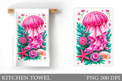 Jellyfish Kitchen Towel. Sea Kitchen Towel Sublimation Product Image 1