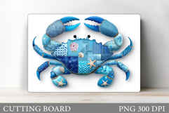 Patchwork Crab Cutting Board. Patchwork Crab Sublimation Product Image 1