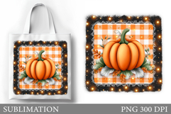 Fall Pumpkin Tote Bag. Fall Leaves Tote Bag Sublimation Product Image 1