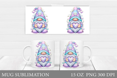Iridescent Gnome Mug Wrap. Valentines Gnome Mug Design Product Image 1