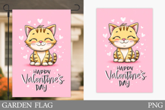Valentines Cat Garden Flag. Valentines Garden Flag Design Product Image 1