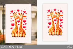 Valentines Giraffe Garden Flag. Valentines Garden Flag Product Image 1