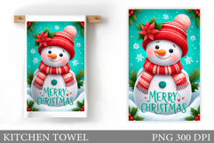 Snowman Kitchen Towel Design. Christmas Kitchen Towel Product Image 1