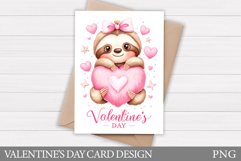 Valentines Sloth Card Printable. Valentines Card Design Product Image 1