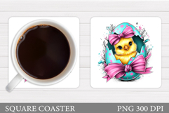 Easter Chick Coaster Design. Easter Eggs Coaster Sublimation Product Image 1
