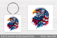 Patriotic Eagle Keychain. Patriotic Keychain Sublimation Product Image 1