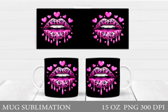 Lips Mug Wrap Design. Valentine Mug Sublimation Product Image 1
