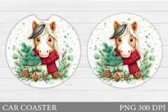 Christmas Horse Car Coaster. Christmas Car Coaster Design Product Image 1