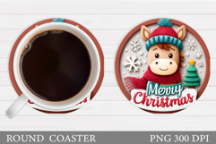 Christmas Horse Coaster. Christmas Coaster Sublimation Product Image 1
