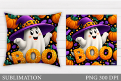 Cute Ghost Pillow Design. Cute Ghost Sublimation Product Image 1